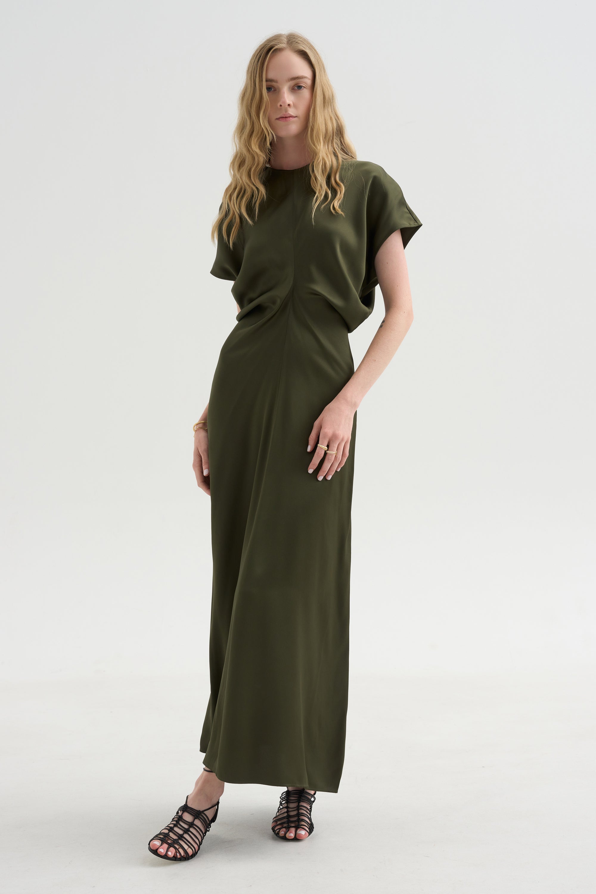 Slouch Waist Dress, Dark Green