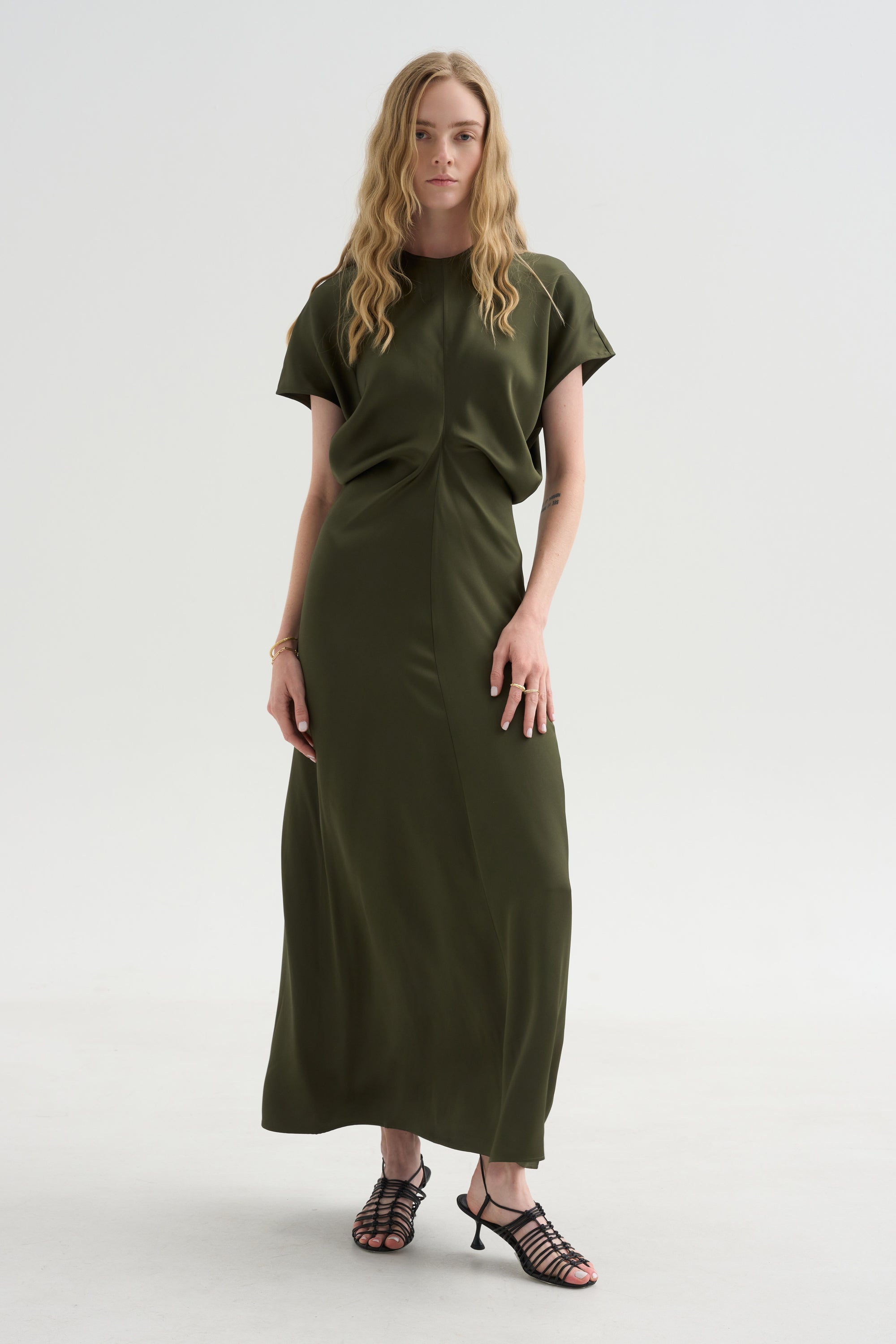 Slouch Waist Dress, Dark Green