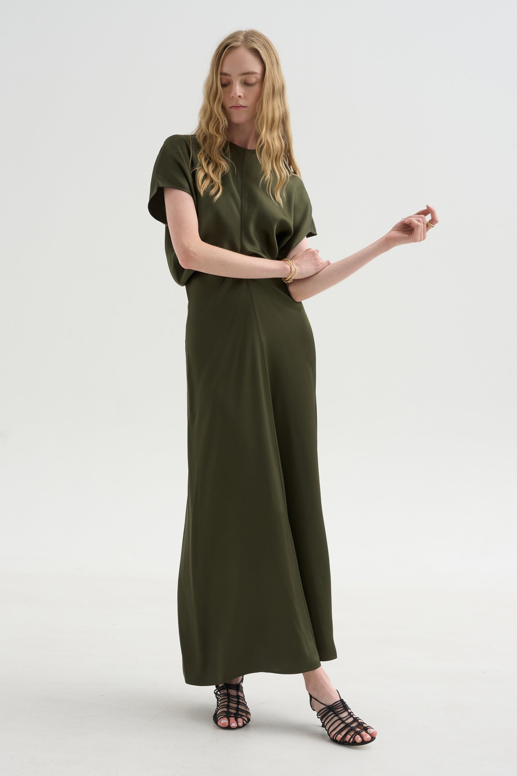 Slouch Waist Dress, Dark Green