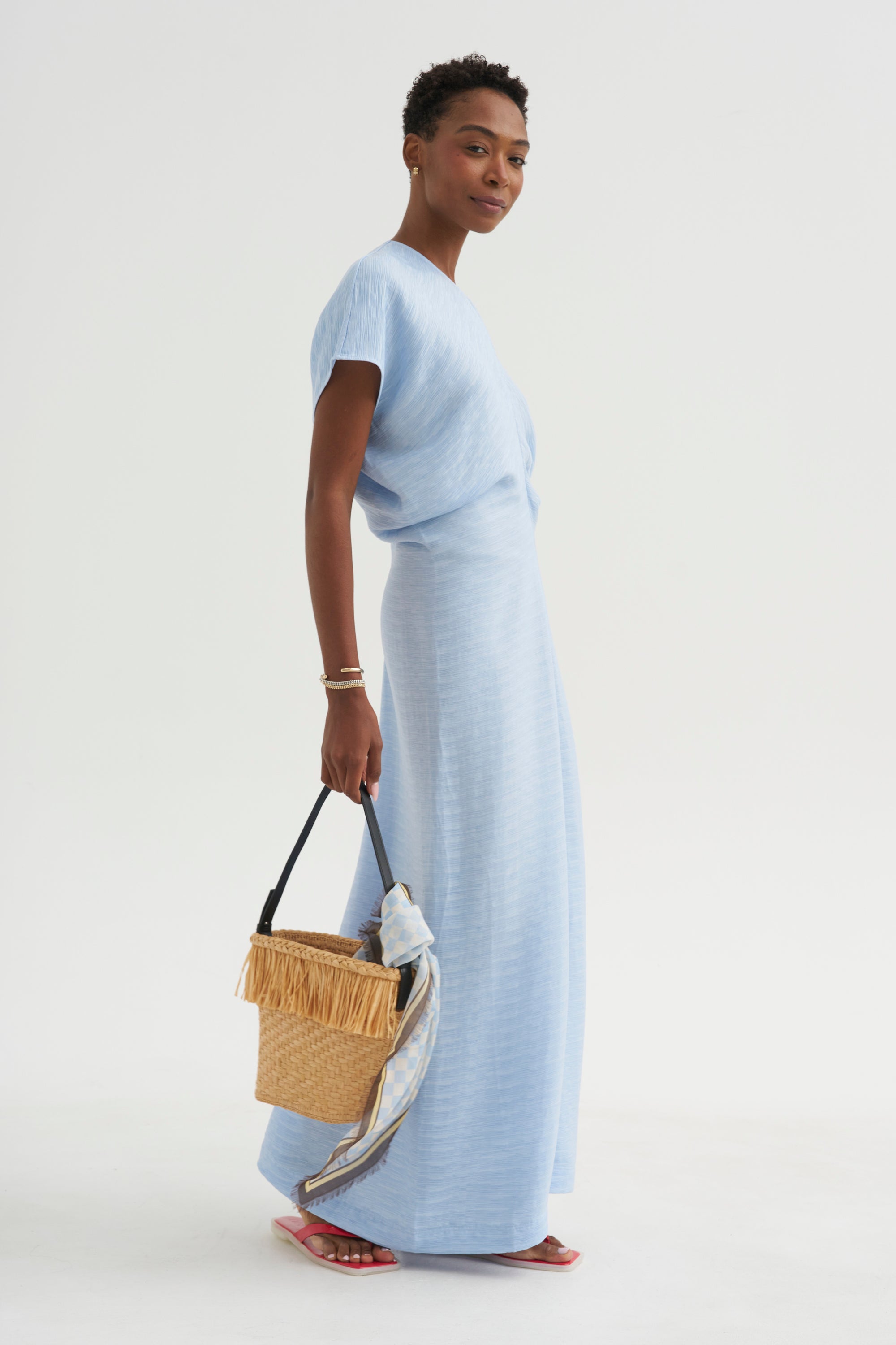 Slouch Waist Dress, Sky