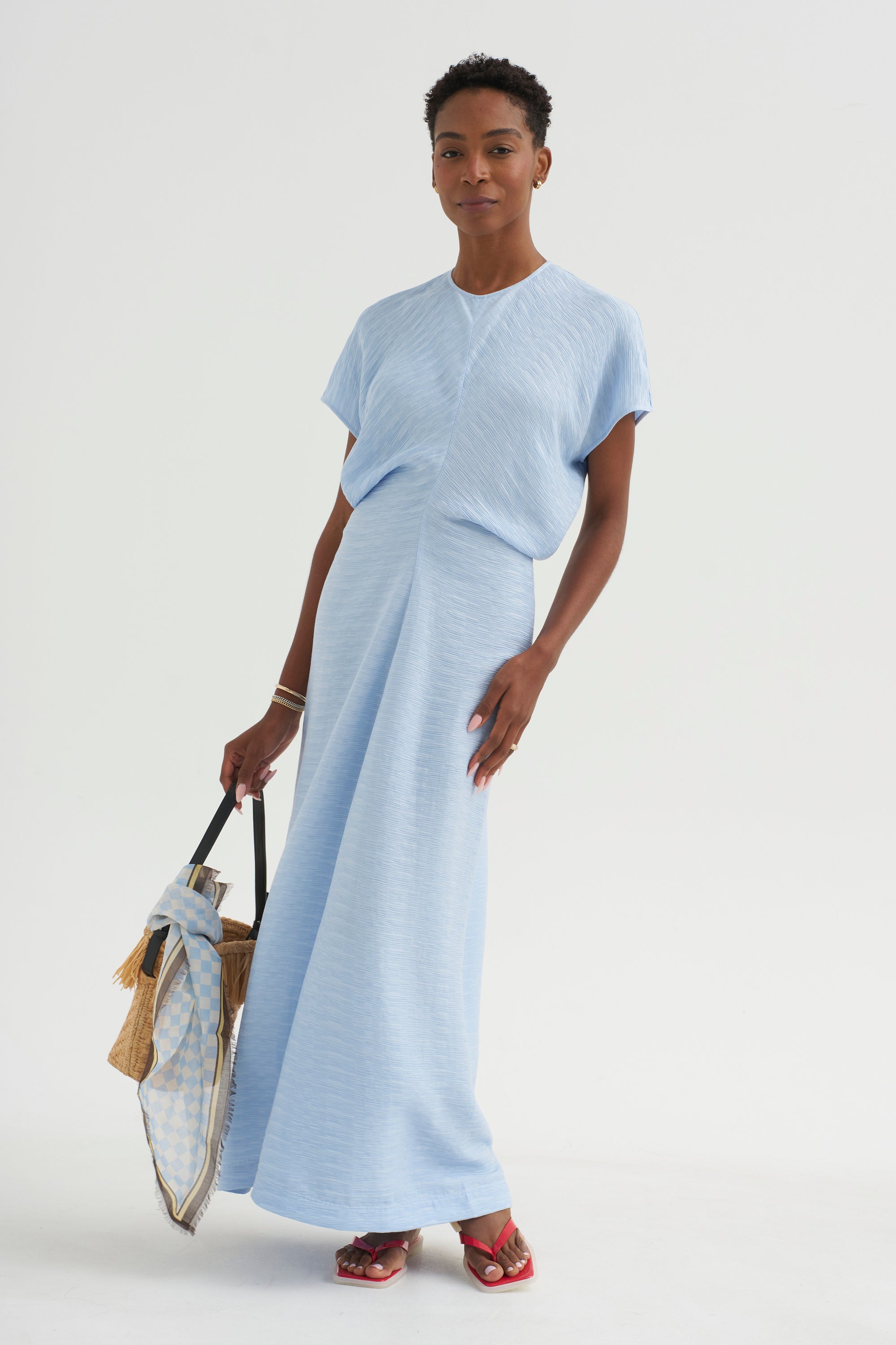 Slouch Waist Dress, Sky