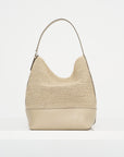 Belted Woven Leather Tote, Fawn