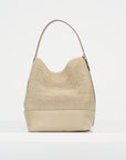 Belted Woven Leather Tote, Fawn