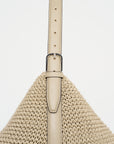 Belted Woven Leather Tote, Fawn