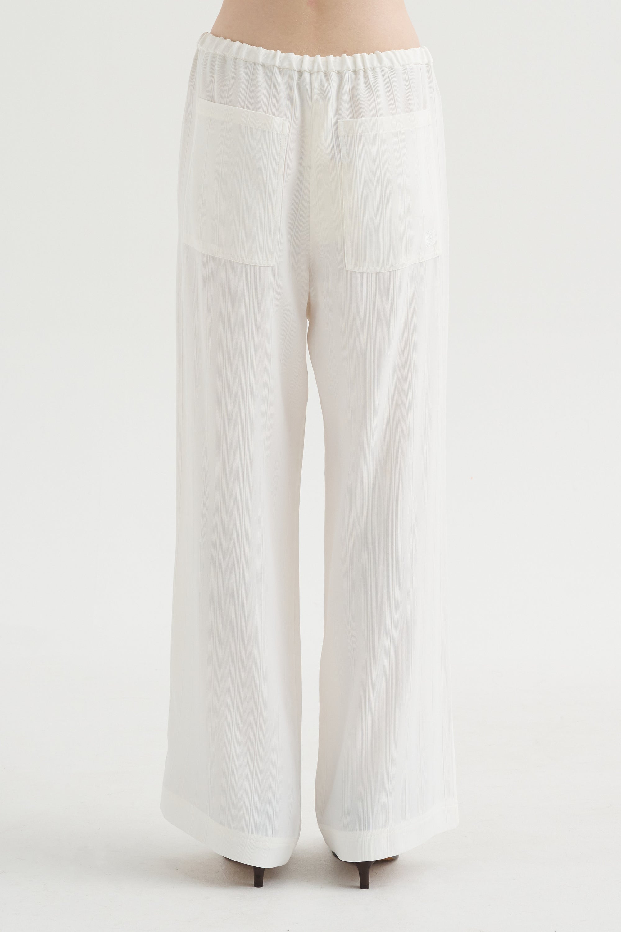 Woven Stripe Drawstring Trouser, Meringue