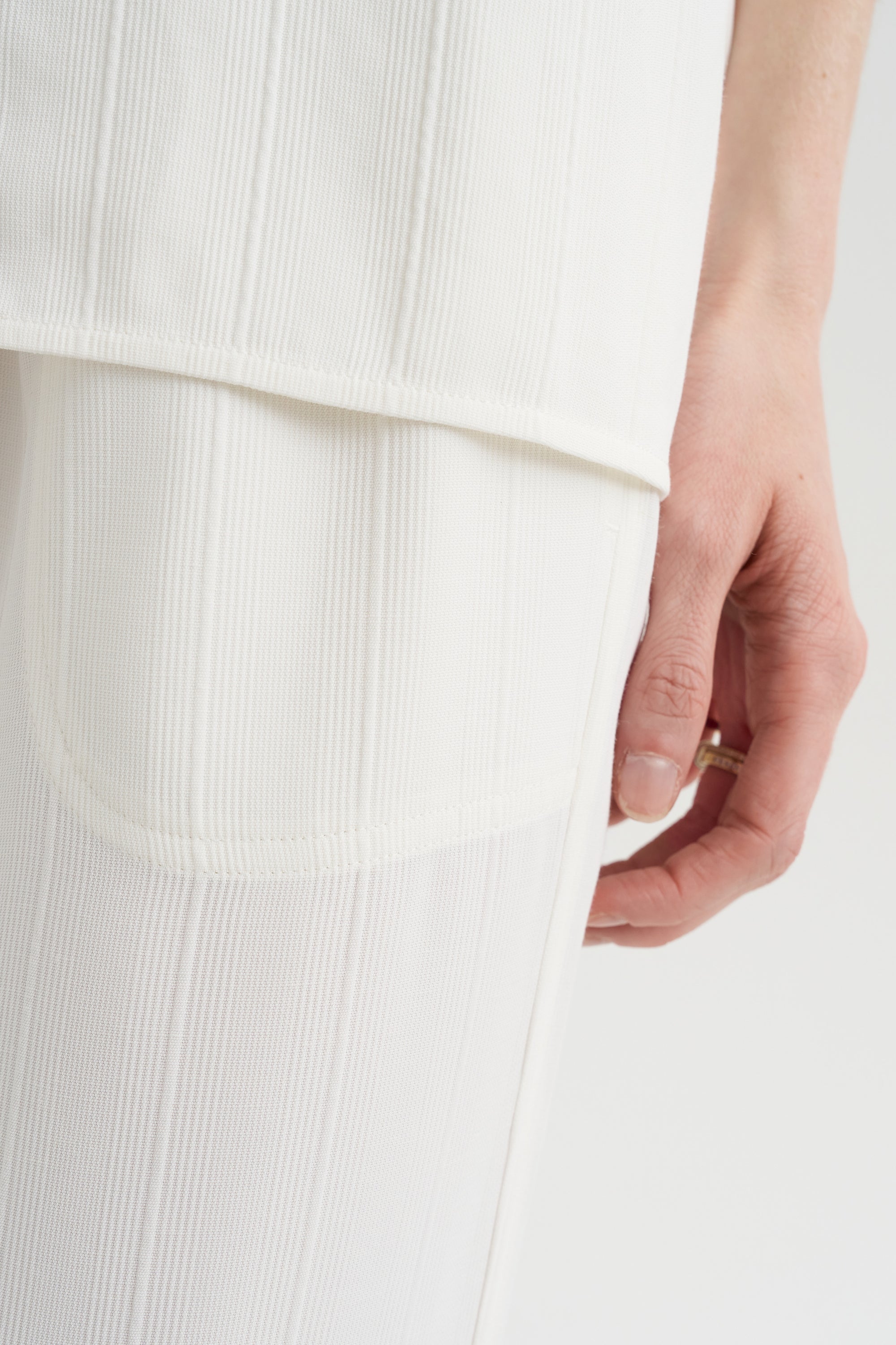 Woven Stripe Drawstring Trouser, Meringue