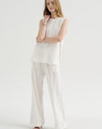 Woven Stripe Drawstring Trouser, Meringue