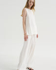 Woven Stripe Drawstring Trouser, Meringue