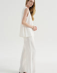 Woven Stripe Drawstring Trouser, Meringue