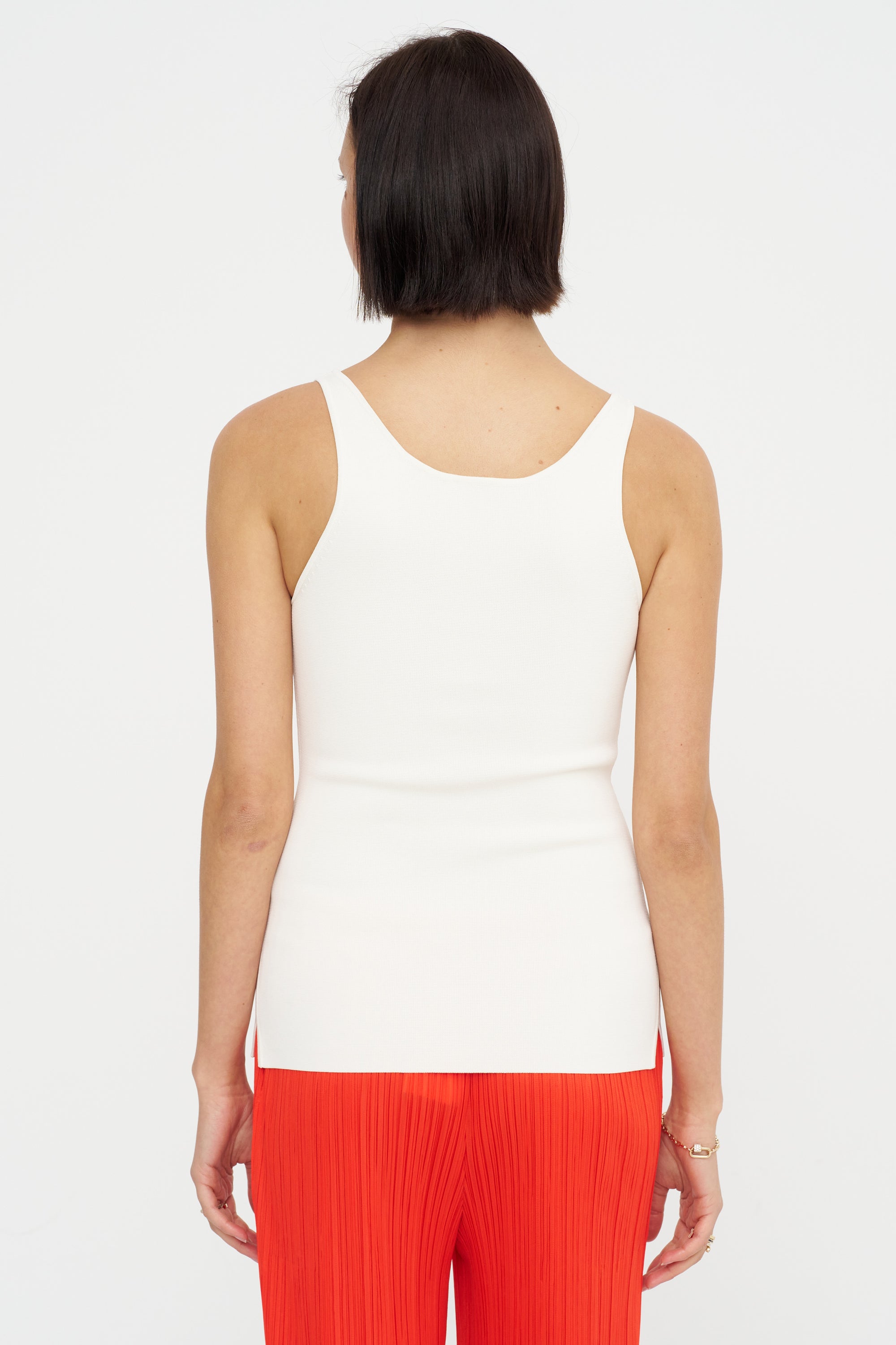 Compact Knit Tank, White