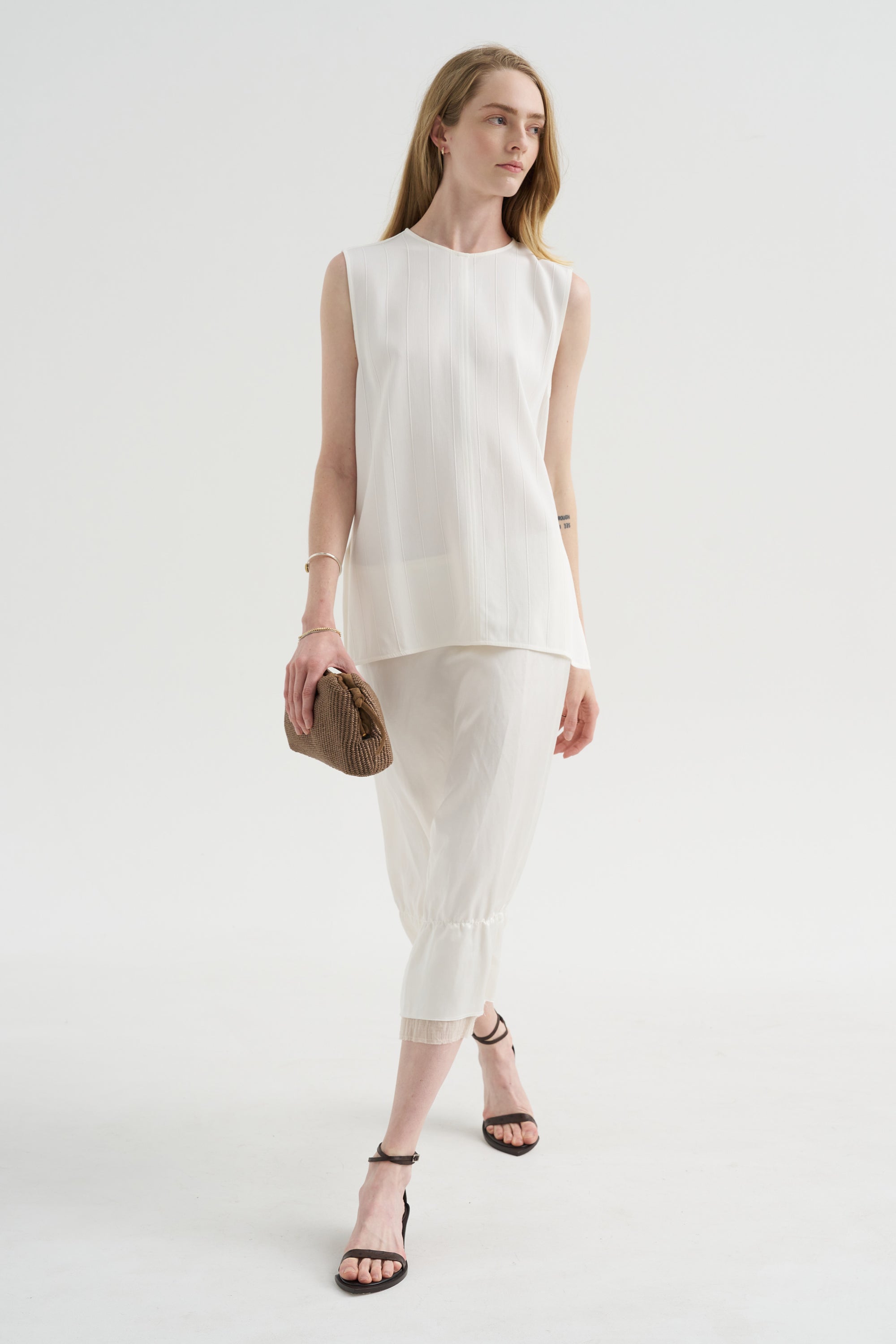 Woven Stripe Top, Meringue