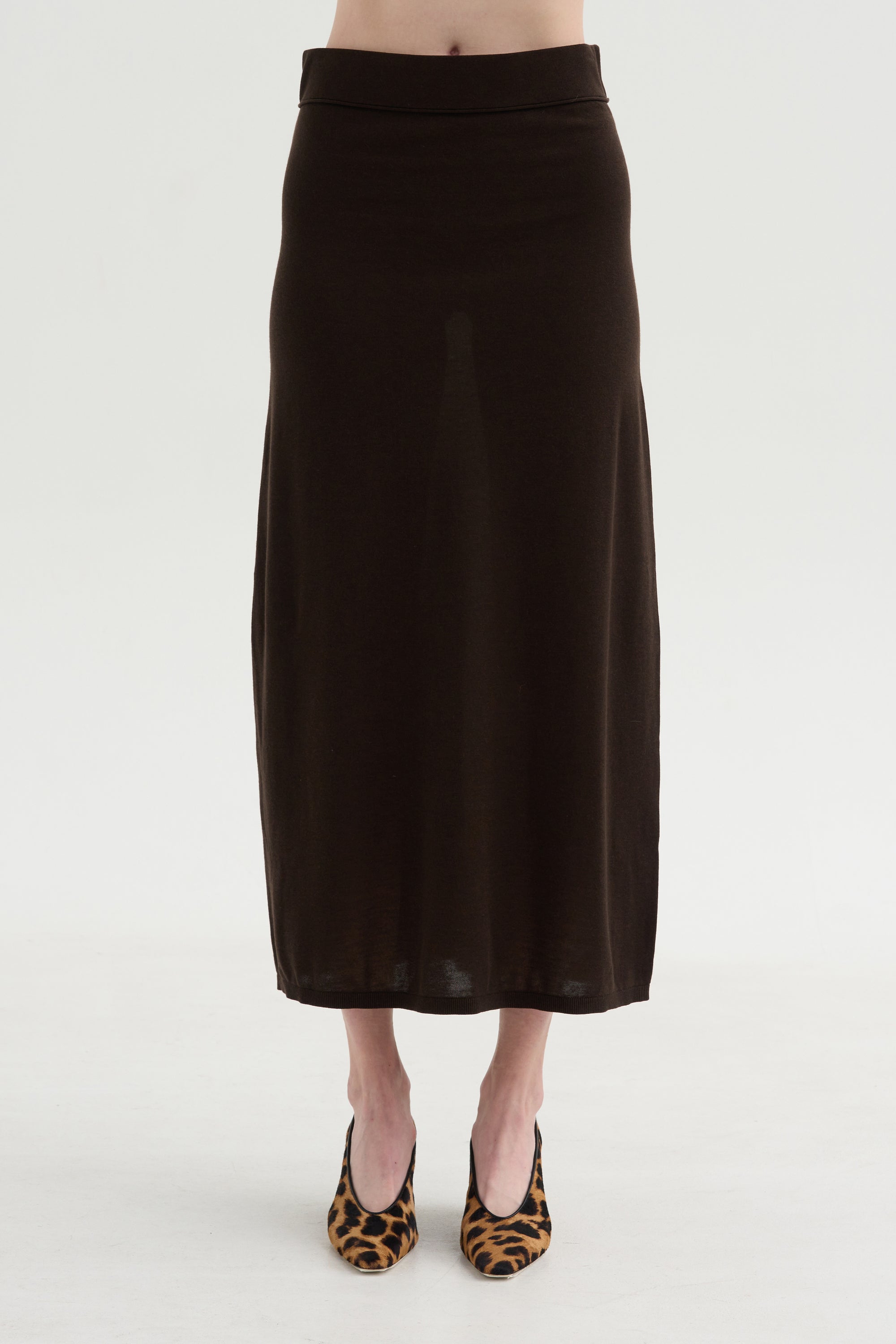 Long Knit Skirt, Fondante