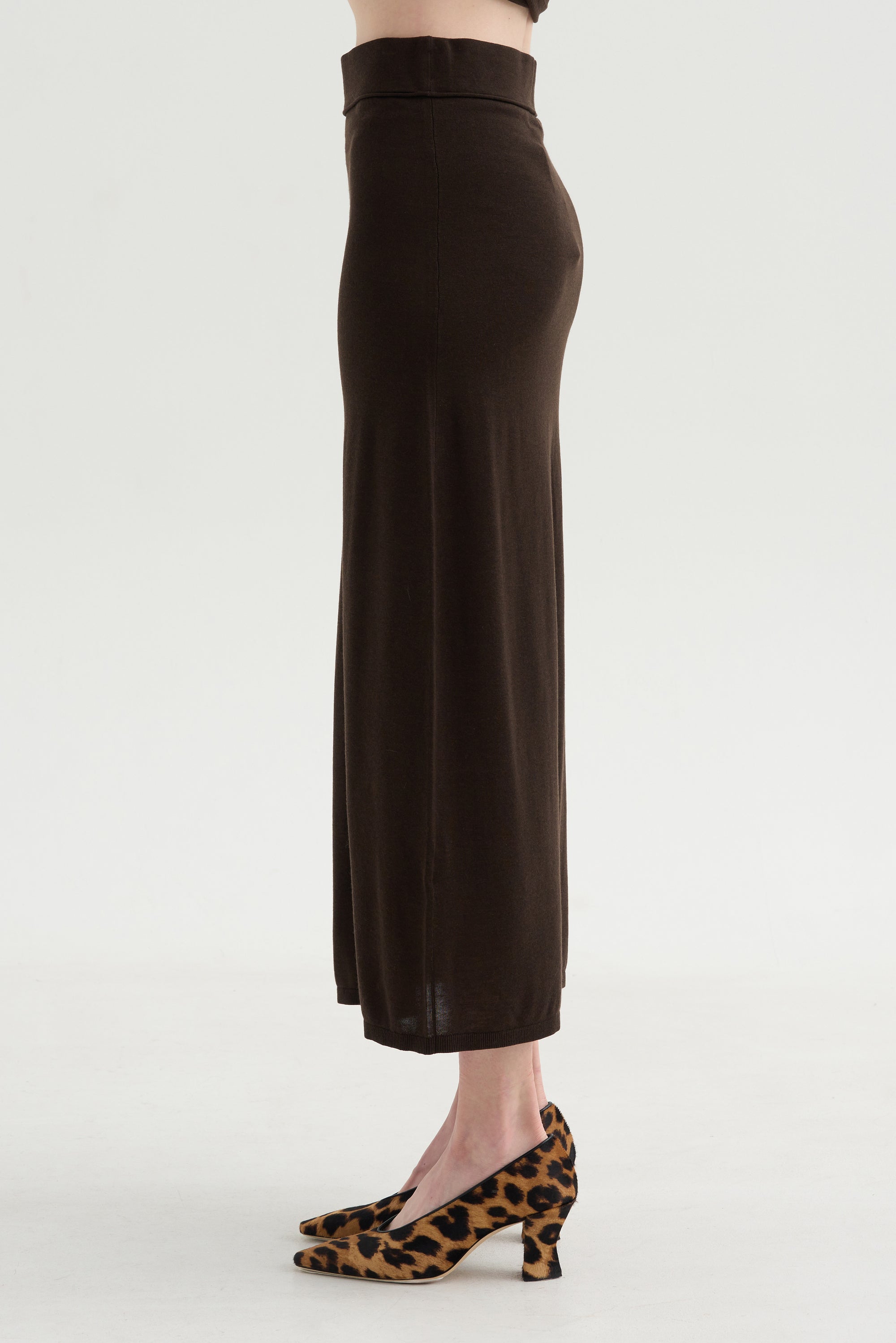 Long Knit Skirt, Fondante