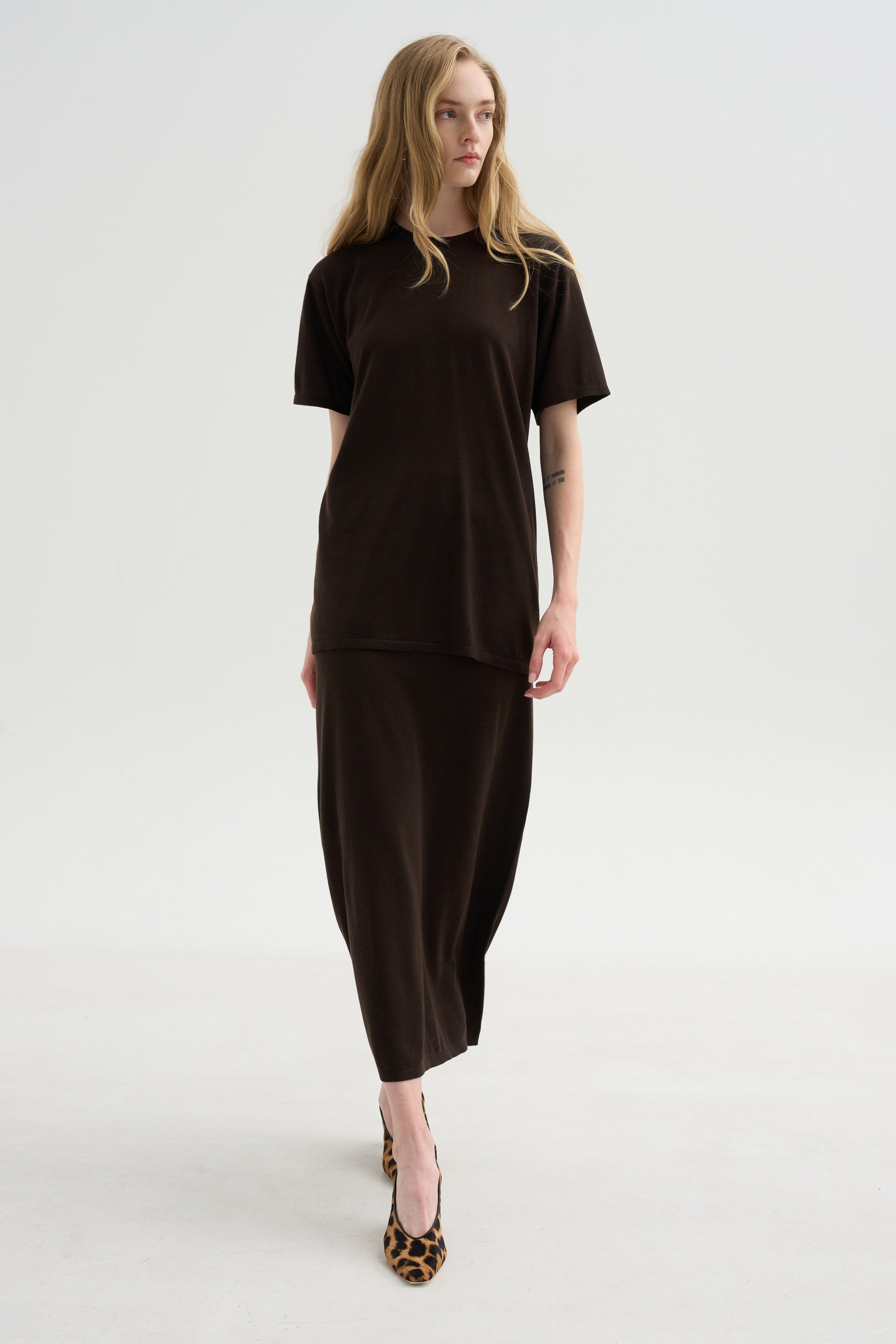 Long Knit Skirt, Fondante
