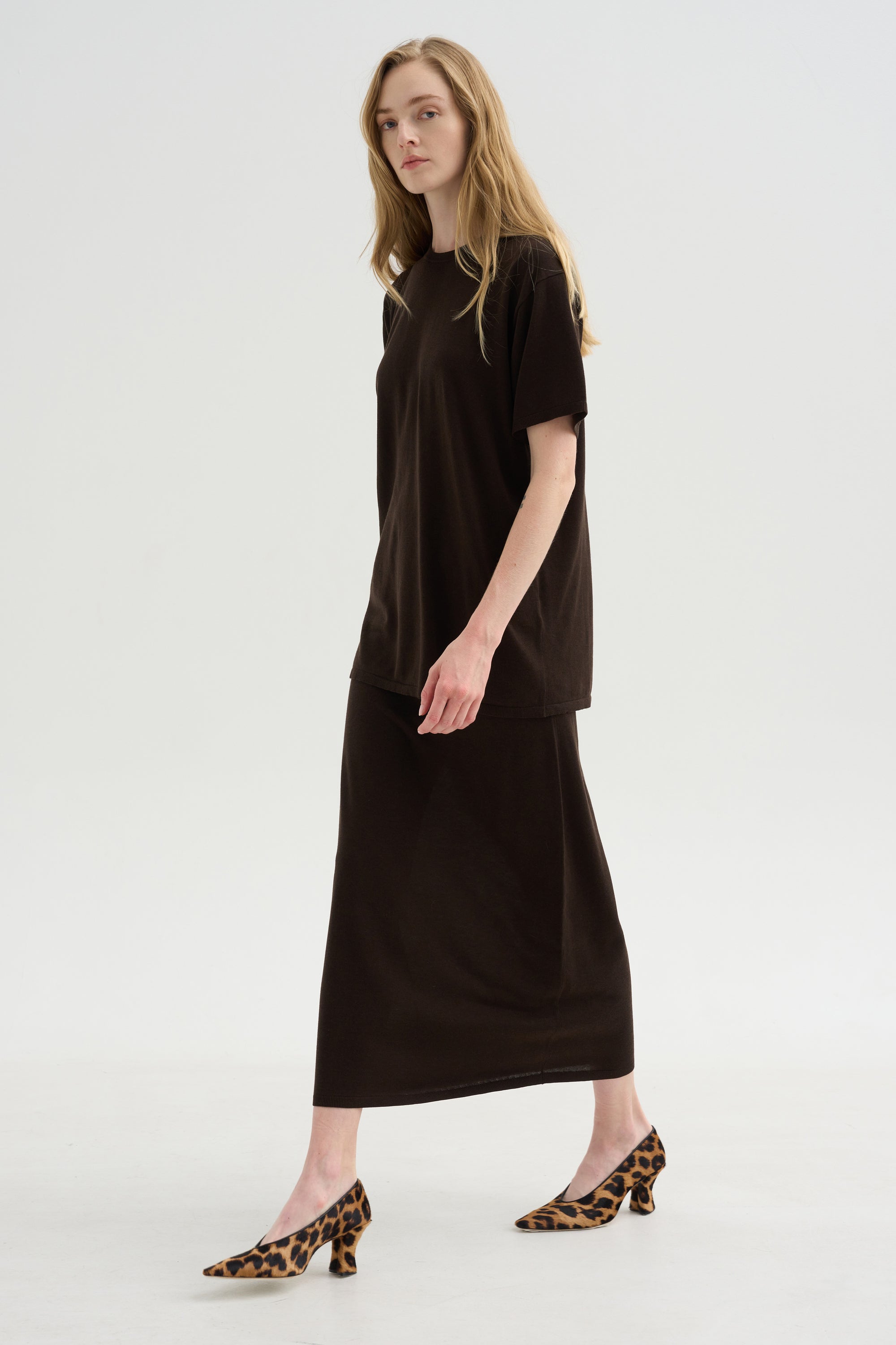 Long Knit Skirt, Fondante