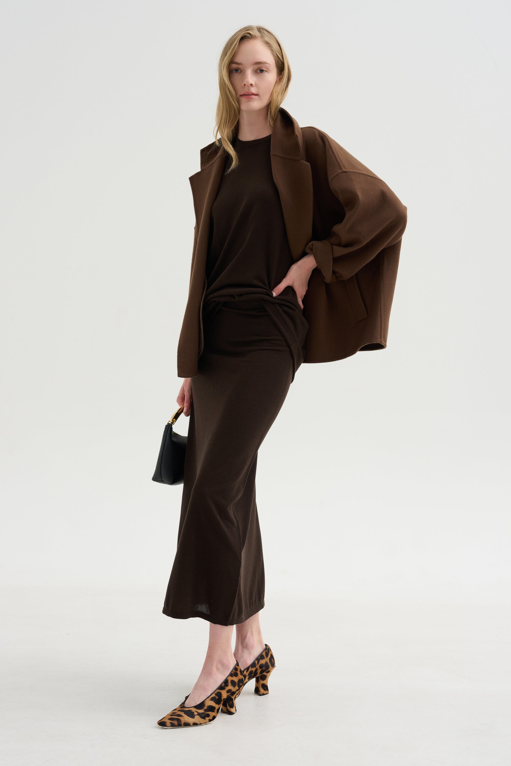 Long Knit Skirt, Fondante