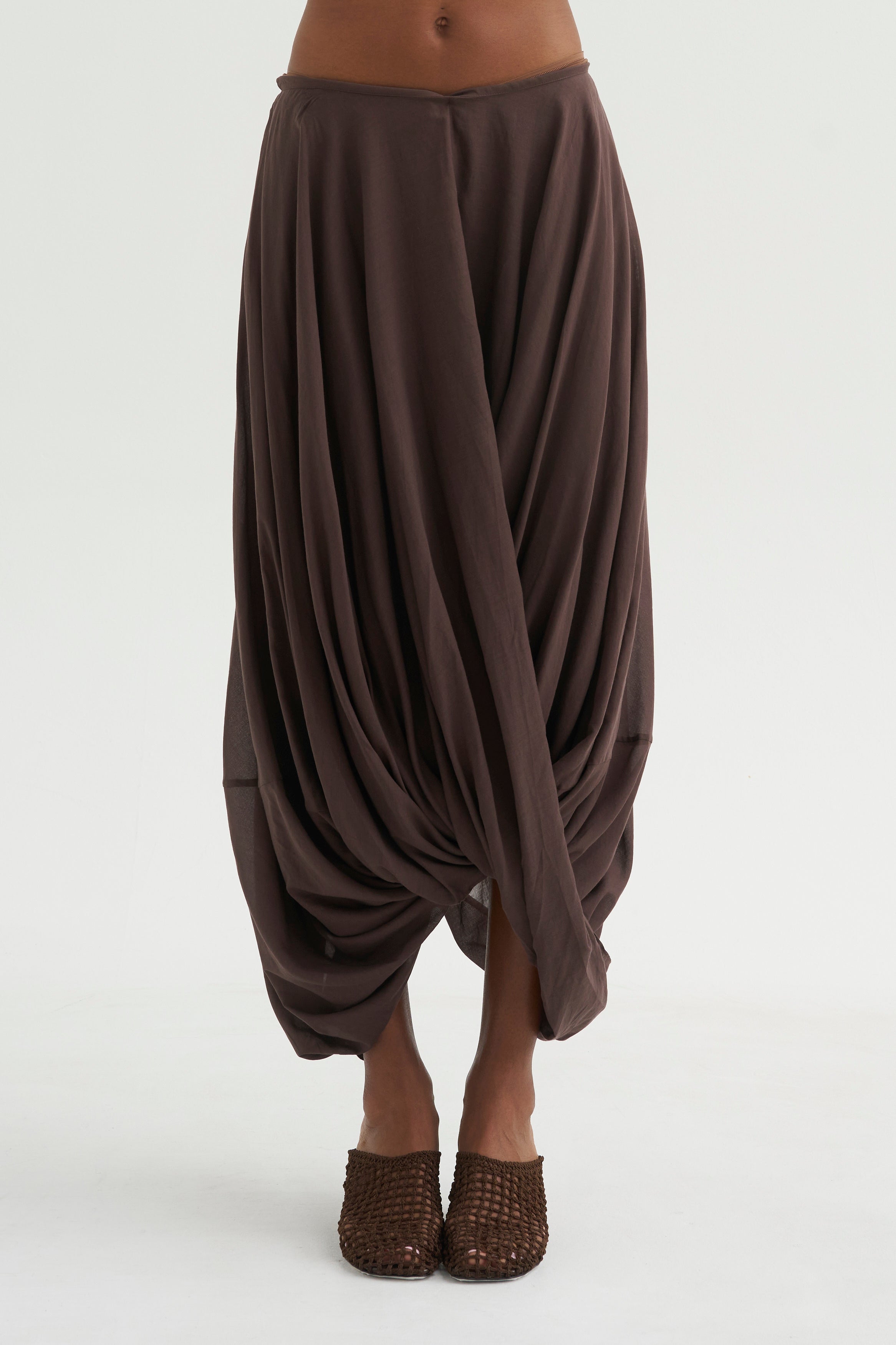 新品　eaphi WAVE LINE COCOON SKIRT Cocoon Skirt, Walnut – Kick Pleat