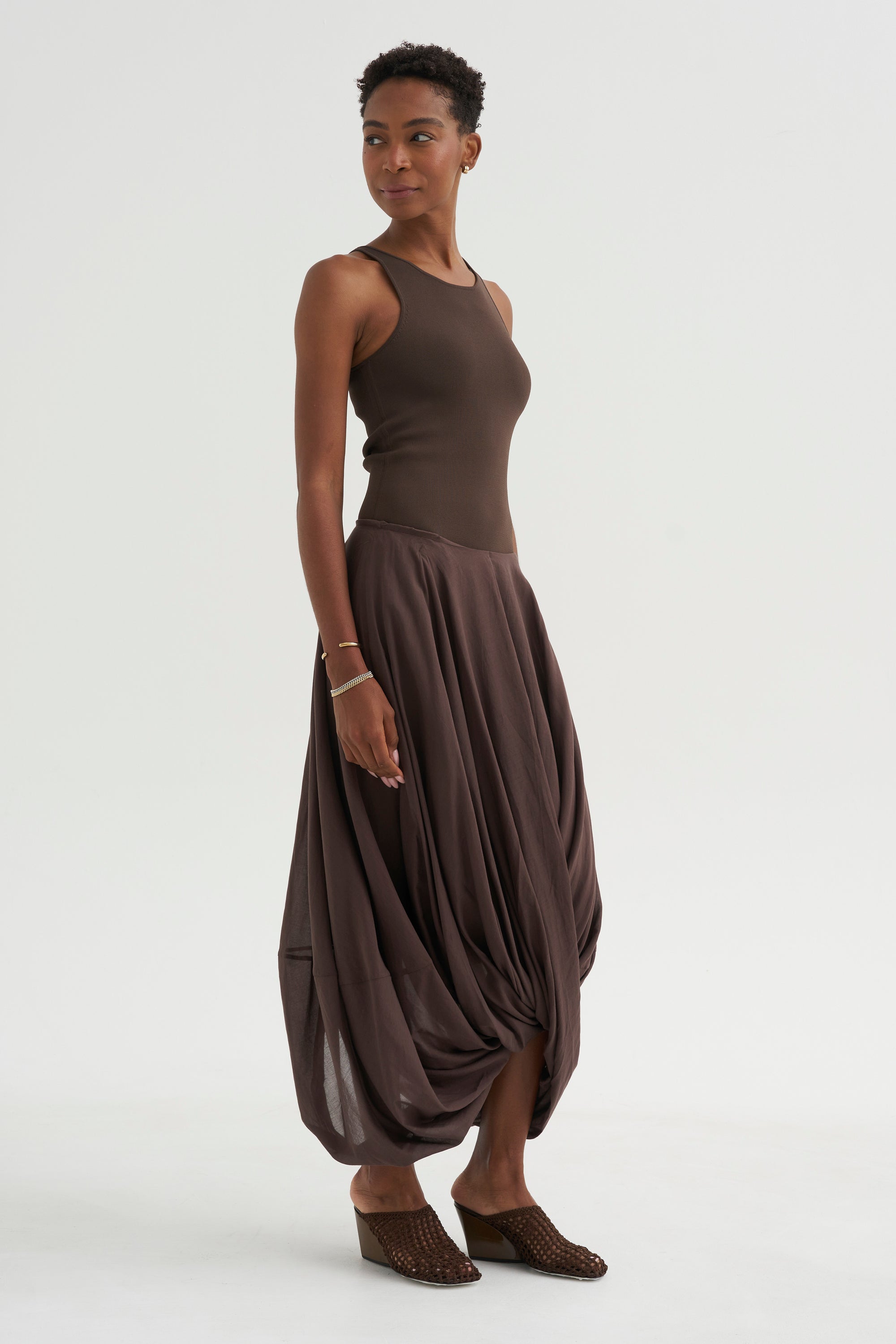 Cocoon Skirt, Walnut