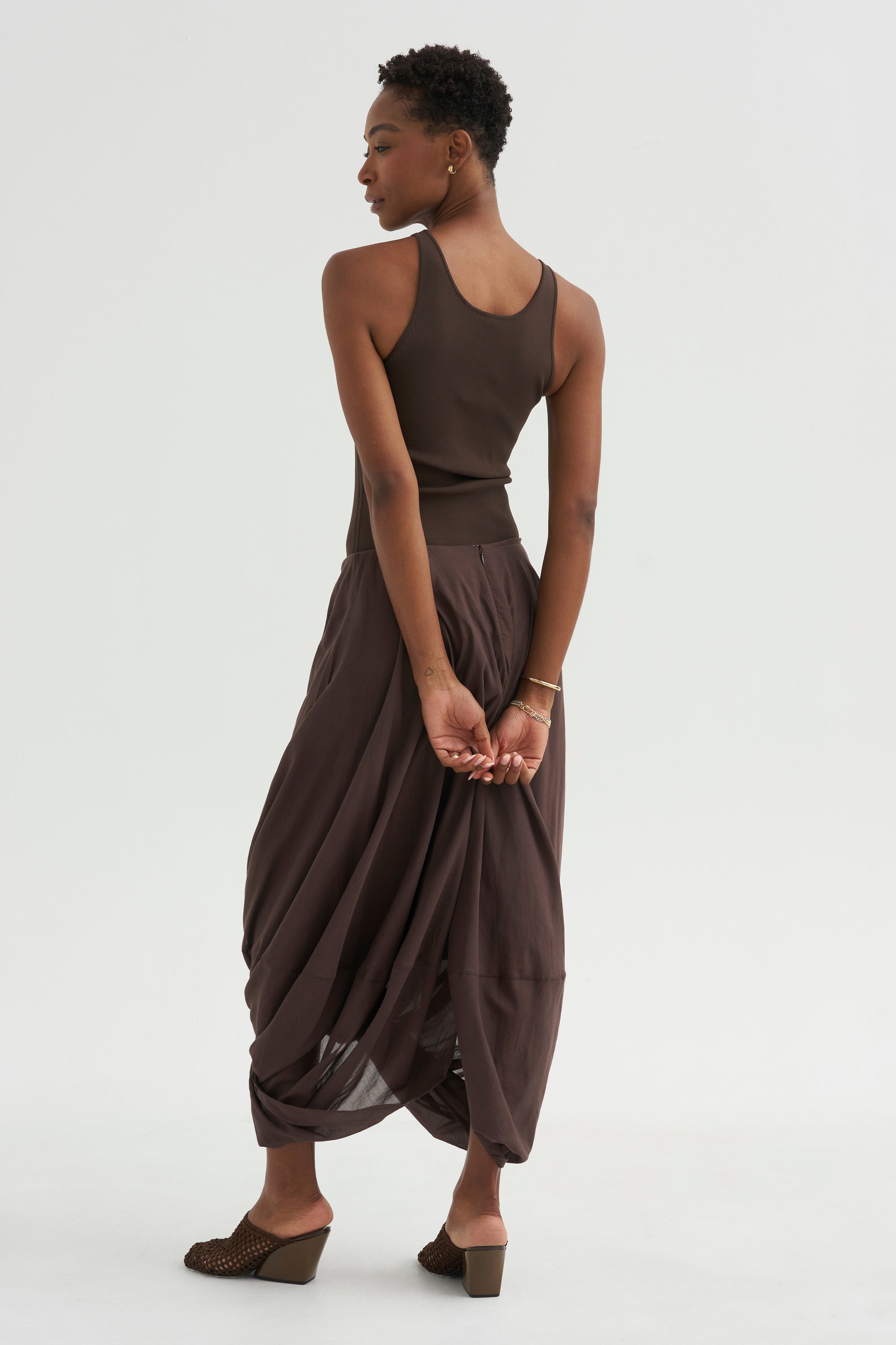 Cocoon Skirt, Walnut
