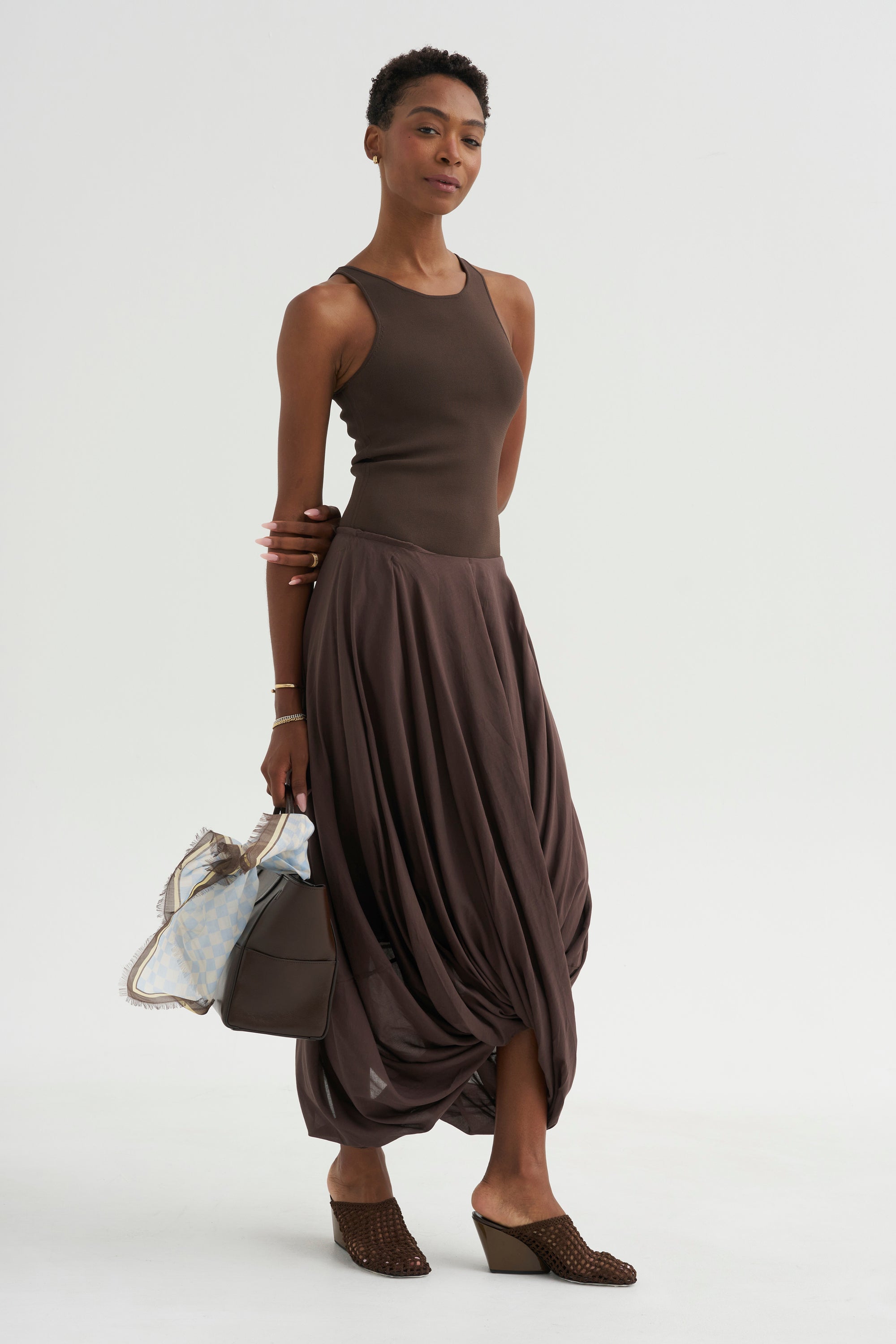 Cocoon Skirt, Walnut