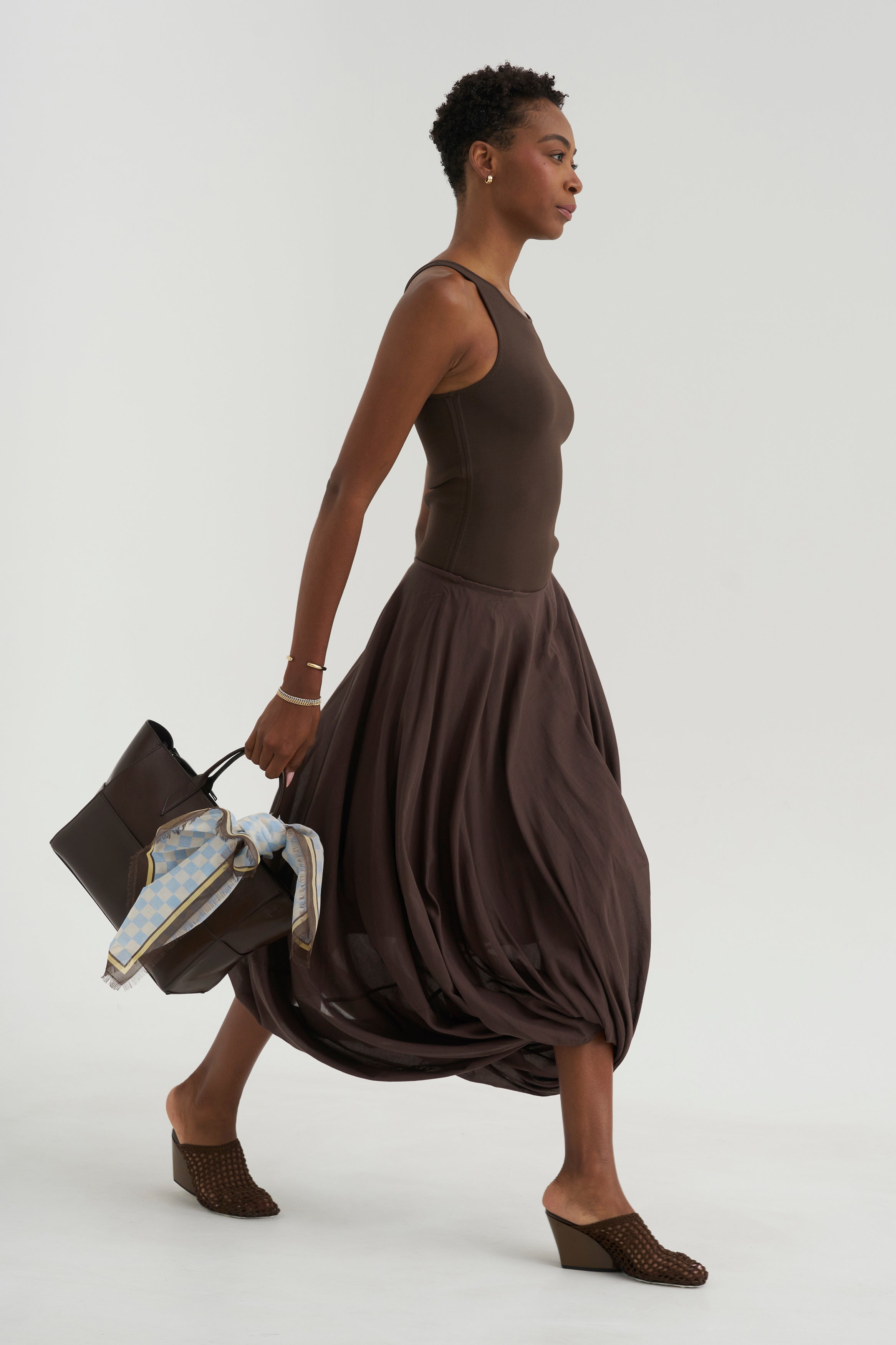 Cocoon Skirt, Walnut – Kick Pleat