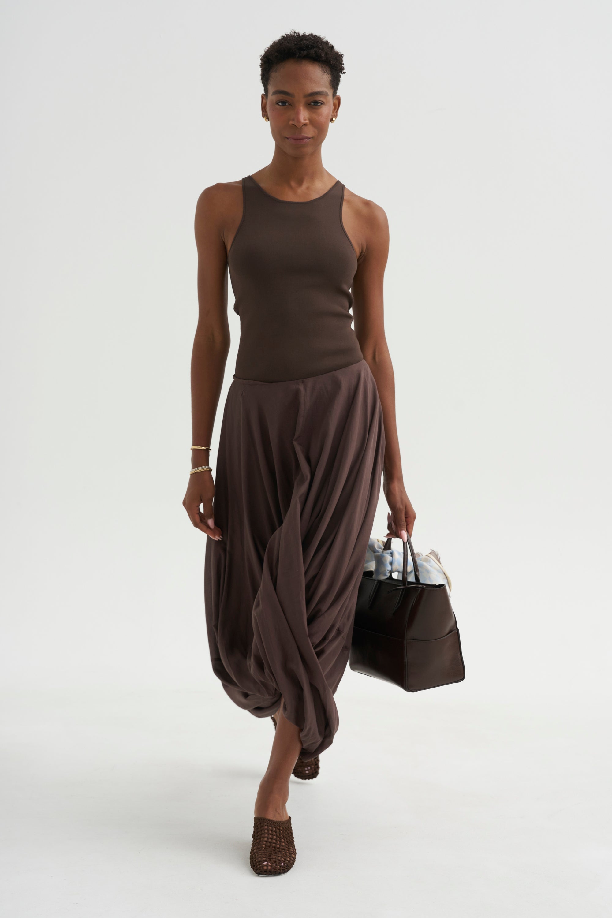 Cocoon Skirt, Walnut