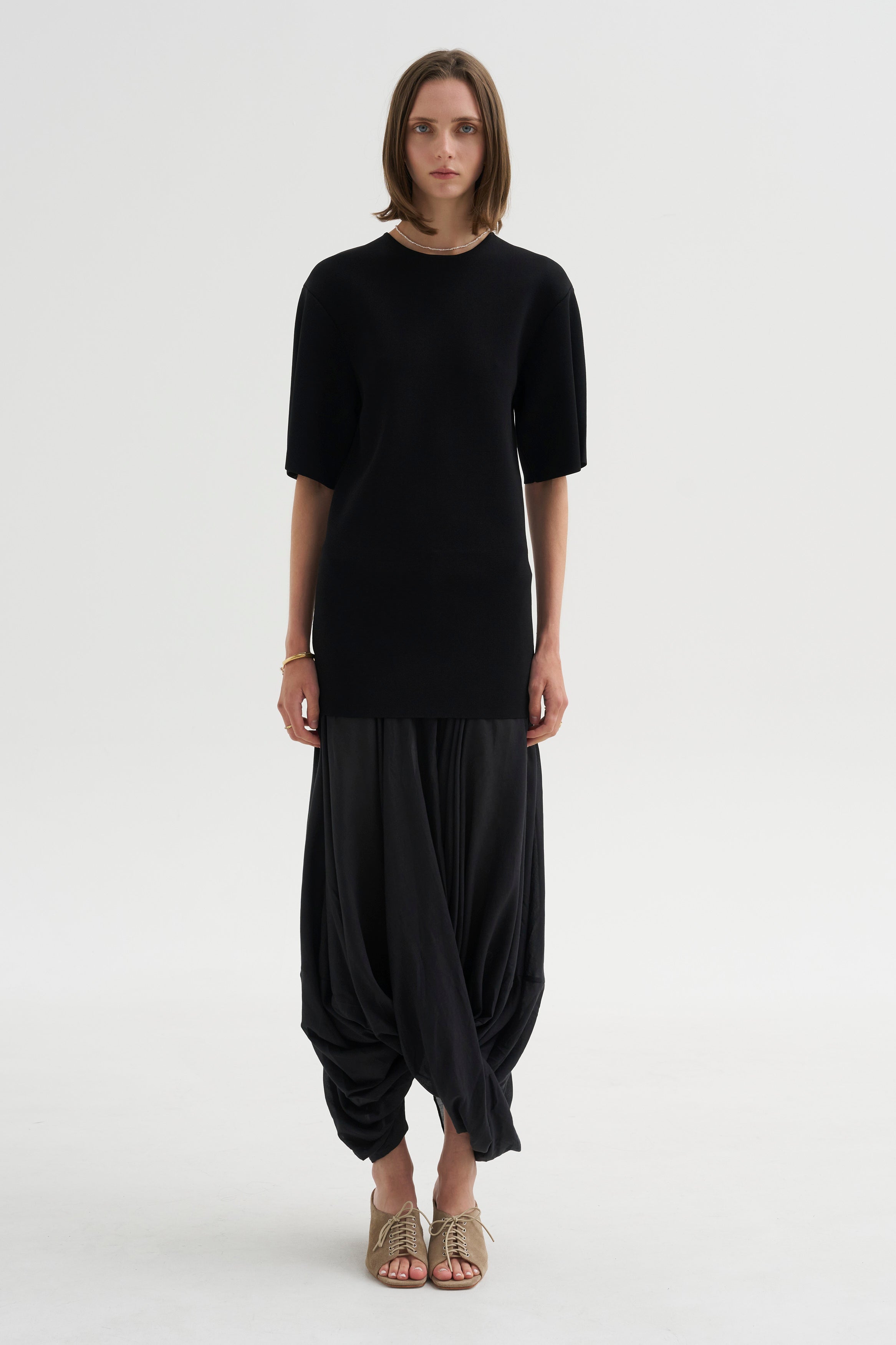 acka♡ sherr tweed cocoon dress Cocoon Tee Dress, Black – Kick Pleat