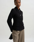 Raw Hem Cotton Jacket, Black