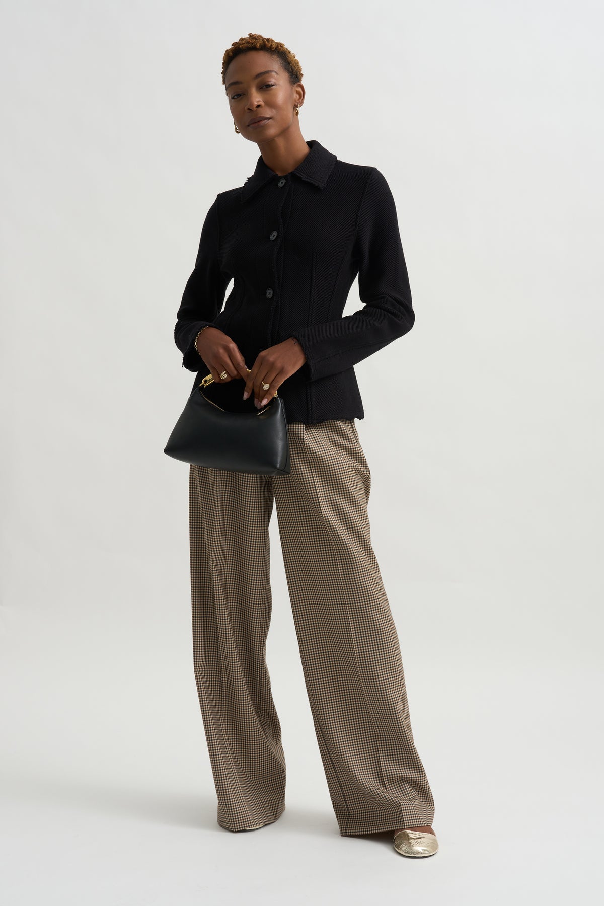 Raw Hem Cotton Jacket, Black