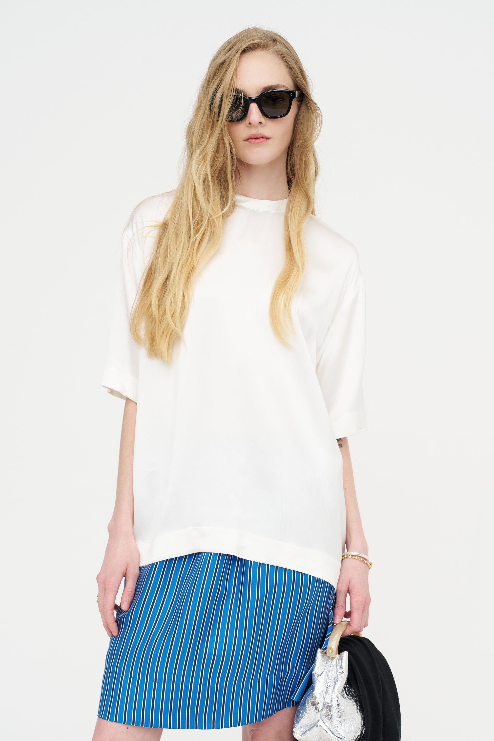Satin Tee, White