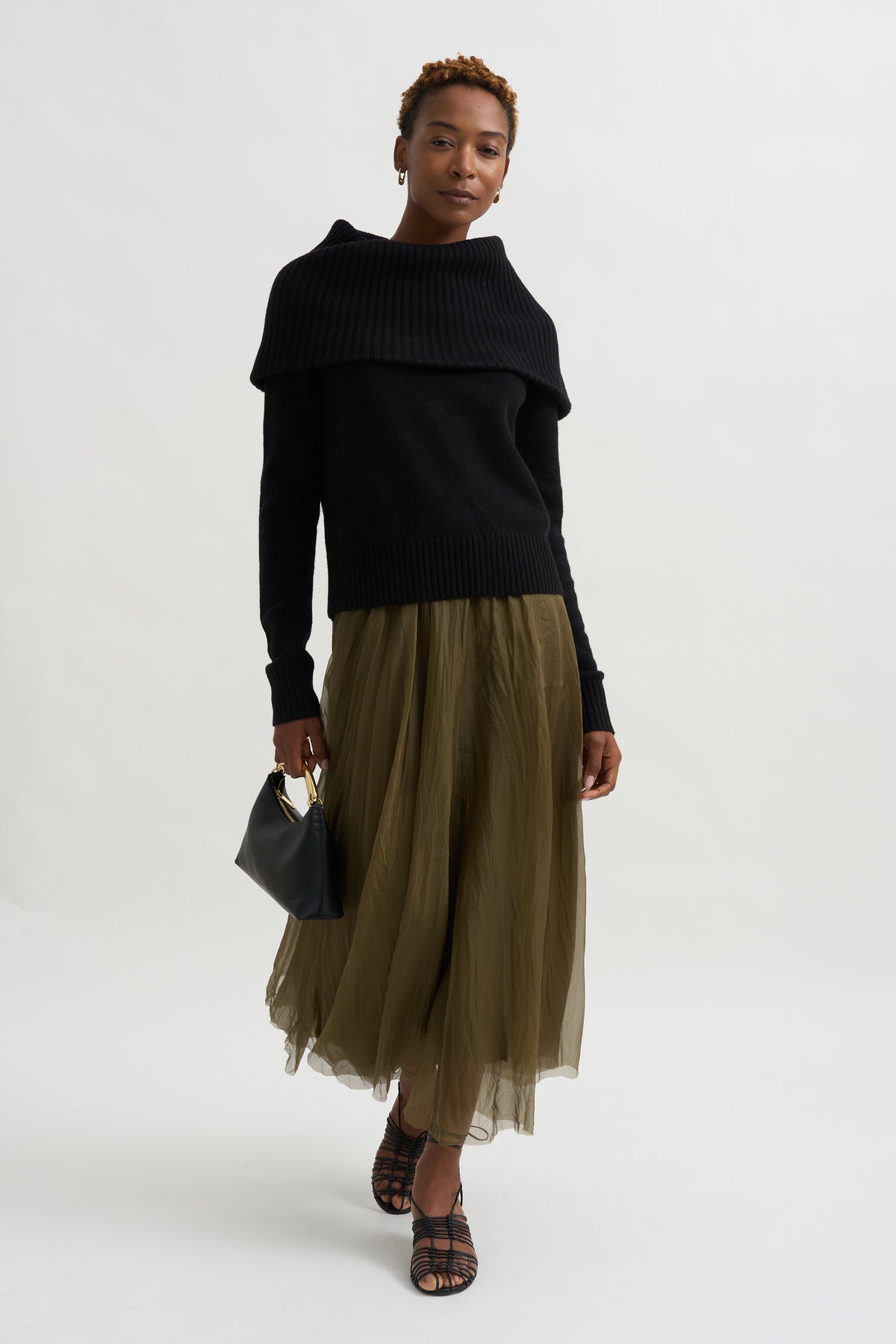Funnel Wool Knit, Black