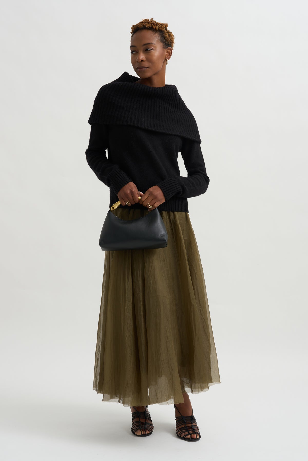 Funnel Wool Knit, Black