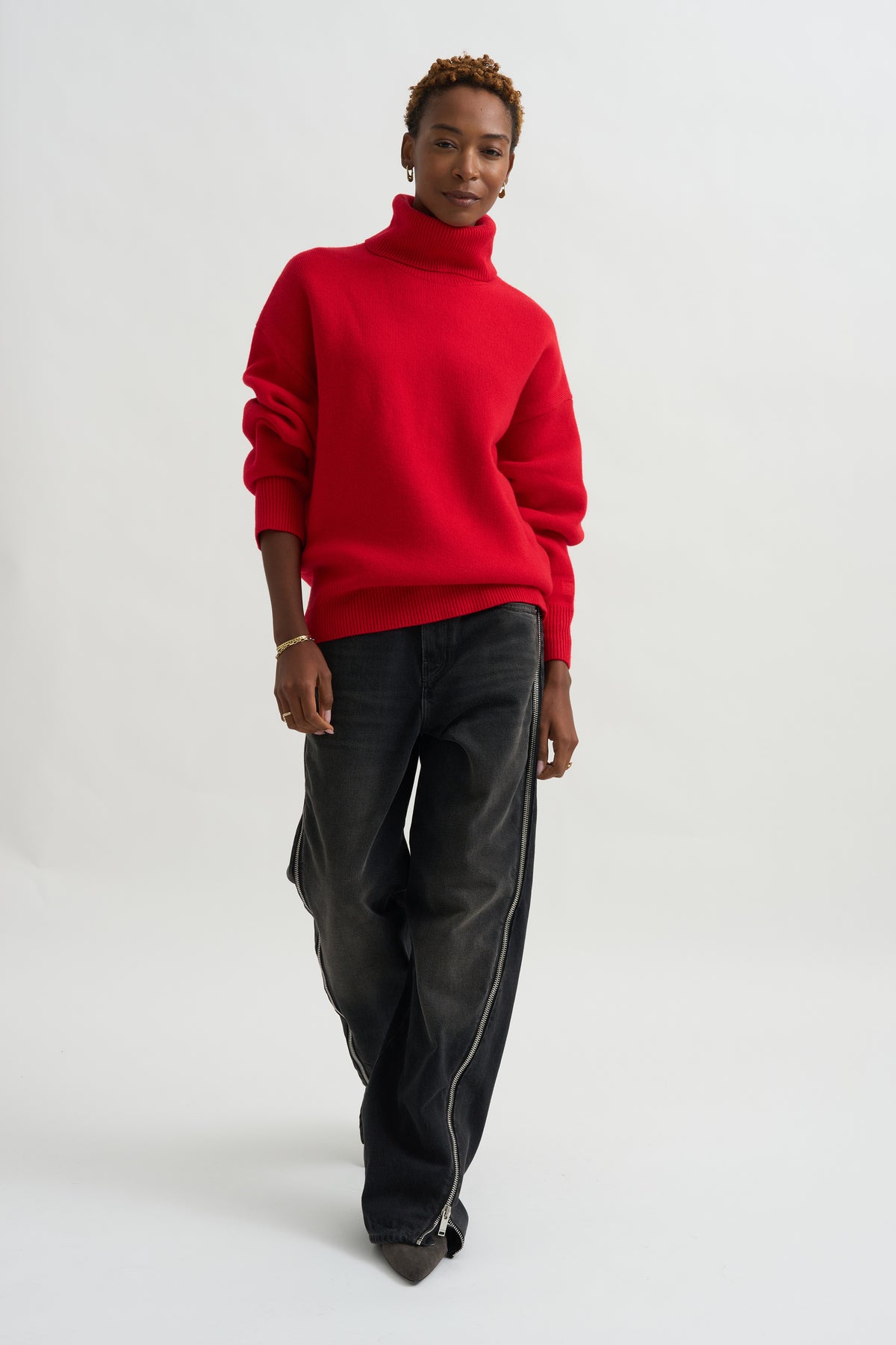 Double Knit Turtleneck, Poppy