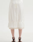 Layered Satin Skirt, White