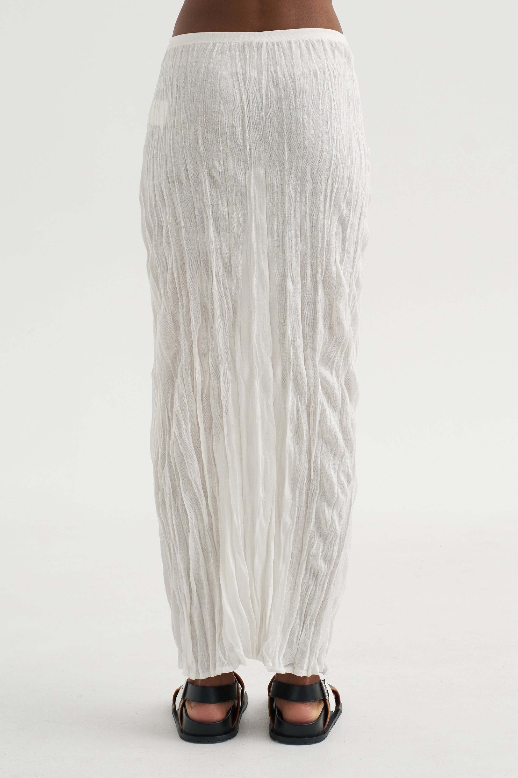 Crinkled Knit Skirt, White