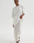 Crinkled Knit Skirt, White