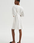Balloon Sleeve Cotton Dress, White