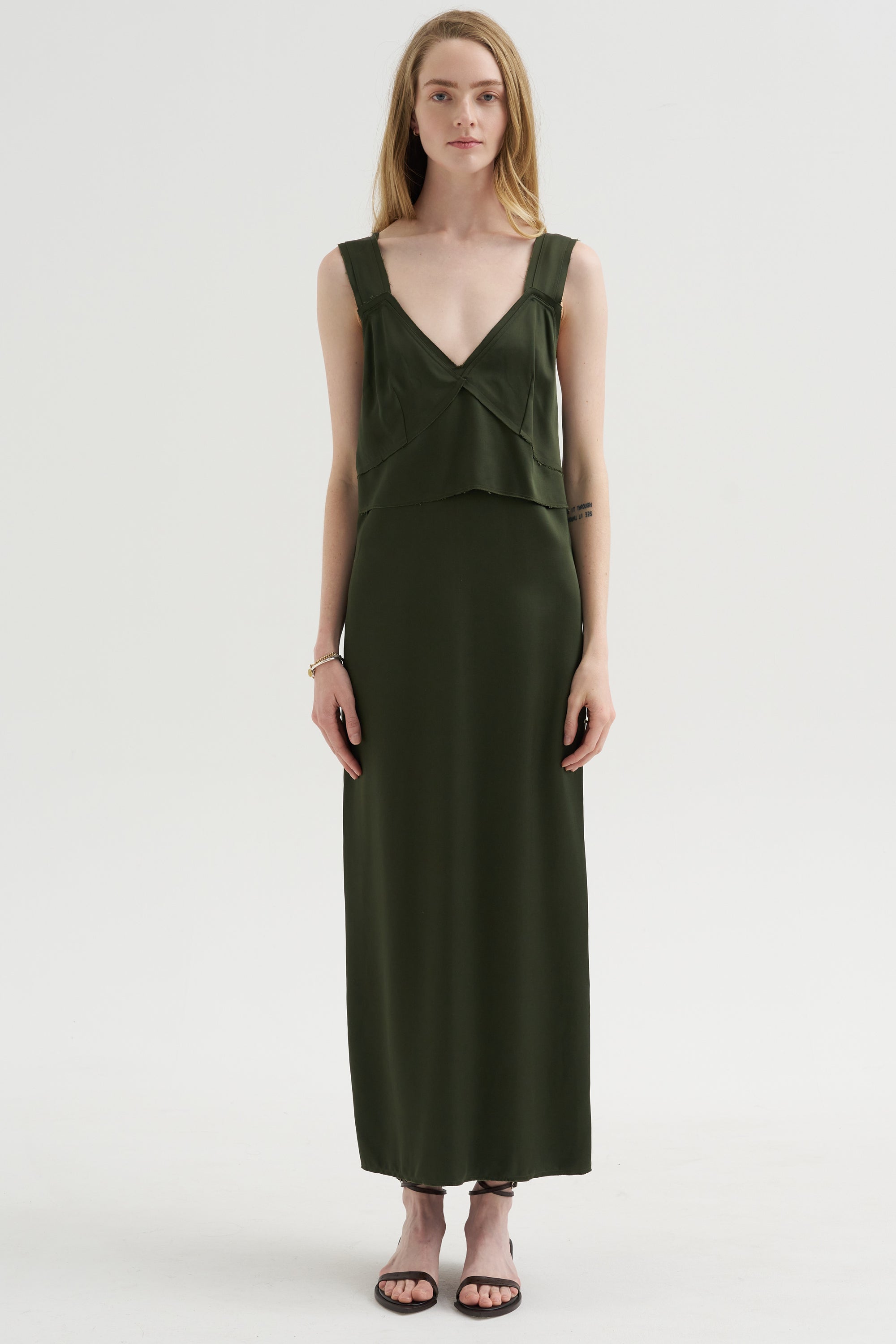plunge neck slip dress Women's Satin Spaghetti Strap Midi Slip Dress Luxurious V-Neck Sleep & Lounge Dress with Adjustable Straps