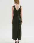 V-Neck Slip Dress, Bottle Green