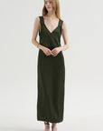 V-Neck Slip Dress, Bottle Green