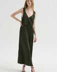 V-Neck Slip Dress, Bottle Green