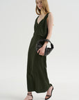 V-Neck Slip Dress, Bottle Green
