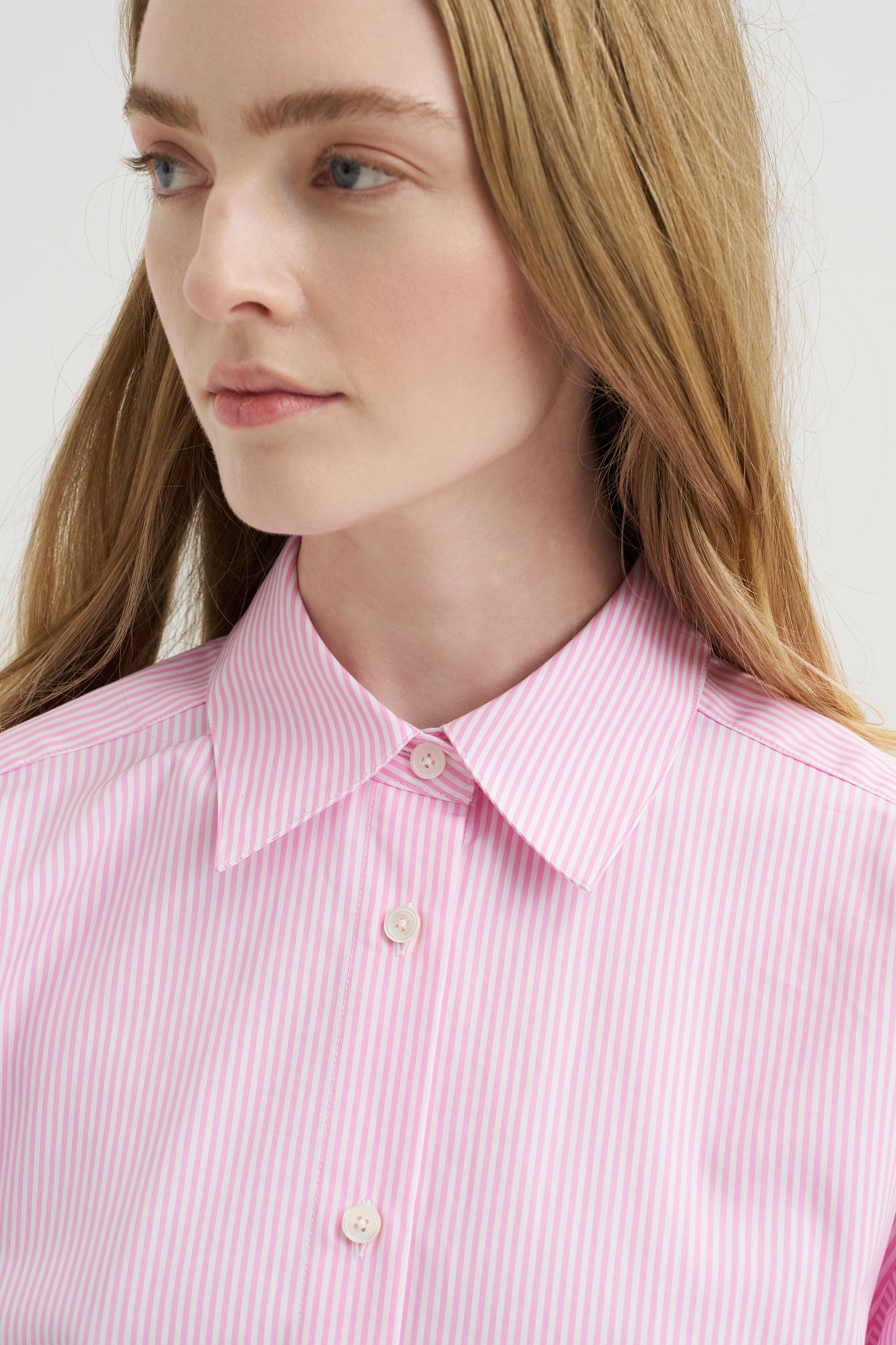 Classic Tumbled Striped Shirt, White-Bloom