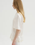 V-Neck Satin Pullover, White