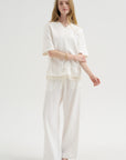 V-Neck Satin Pullover, White