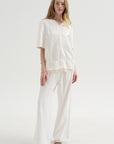 V-Neck Satin Pullover, White