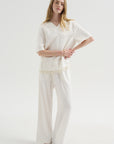 V-Neck Satin Pullover, White