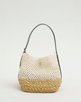 Medium Belted Paper Raffia Tote, Ecru & Vanilla