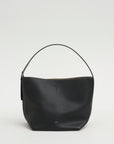 Med Belted Grained-Leather Tote, Black