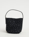 Small Belted Paper Raffia Tote, Black